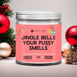 Funny Flames Jingle Bells Santa Smells Humorous Gift Eucalyptus Christmas Candle